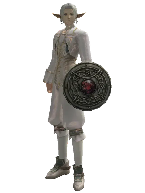 Shield of Pledge on a male Elf, front view