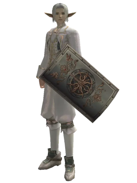 Tower Shield on a male Elf, front view