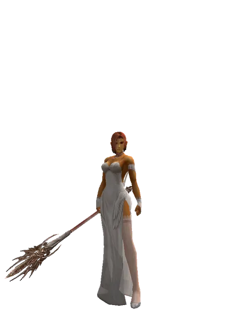 Arcana Mace on a female Human fighter, front view
