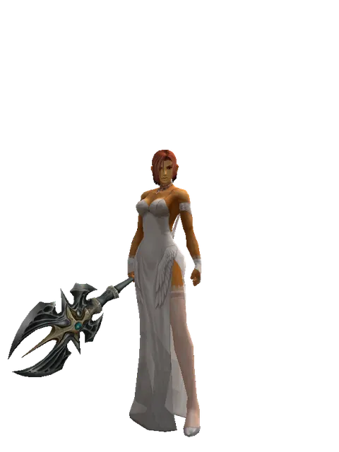 Barakiel's Axe on a female Human fighter, front view