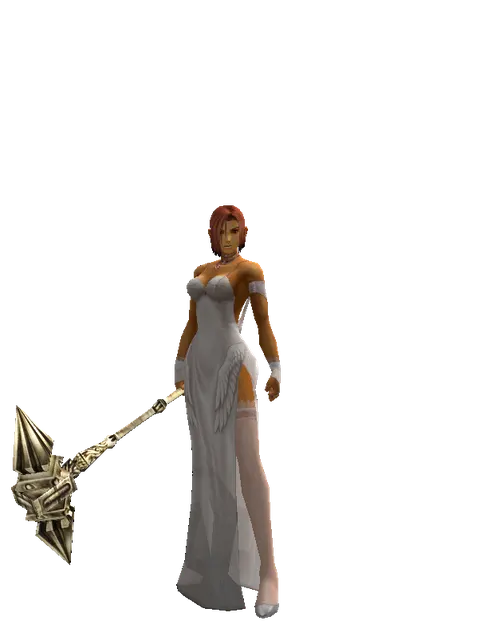 Dwarven War Hammer on a female Human fighter, front view