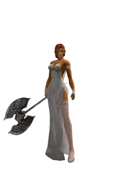 Heavy War Axe on a female Human fighter, front view