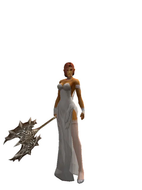 Infinity Axe on a female Human fighter, front view