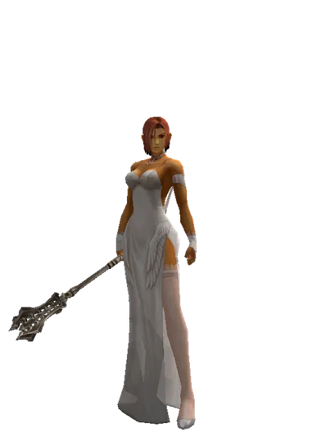 Mace of Miracle on a female Human fighter, front view