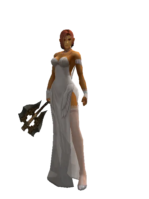 Nirvana Axe on a female Human fighter, front view