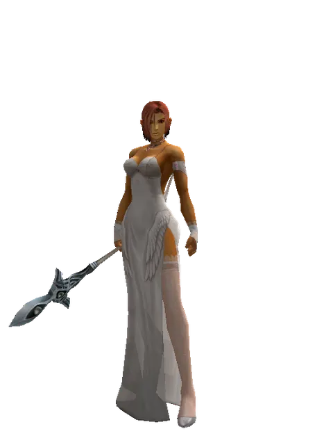 Priest Mace on a female Human fighter, front view