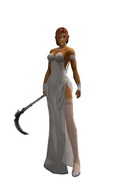 Sickle on a female Human fighter, front view