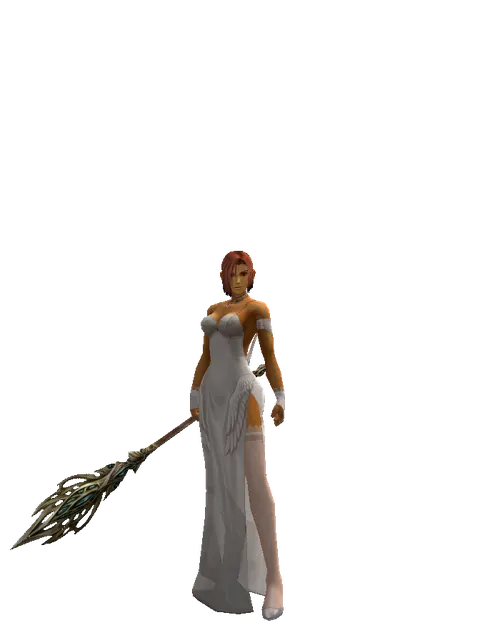 Staff of Life on a female Human fighter, front view
