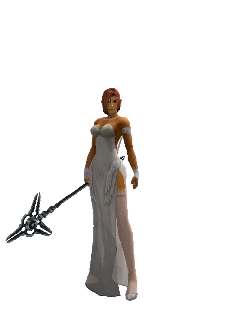 Stick of Eternity on a female Human fighter, front view