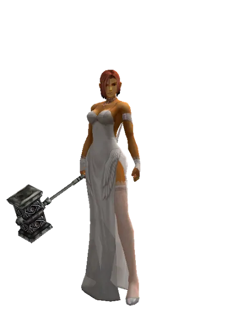 Work Hammer on a female Human fighter, front view