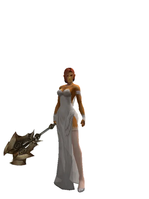 Yaksa Mace on a female Human fighter, front view