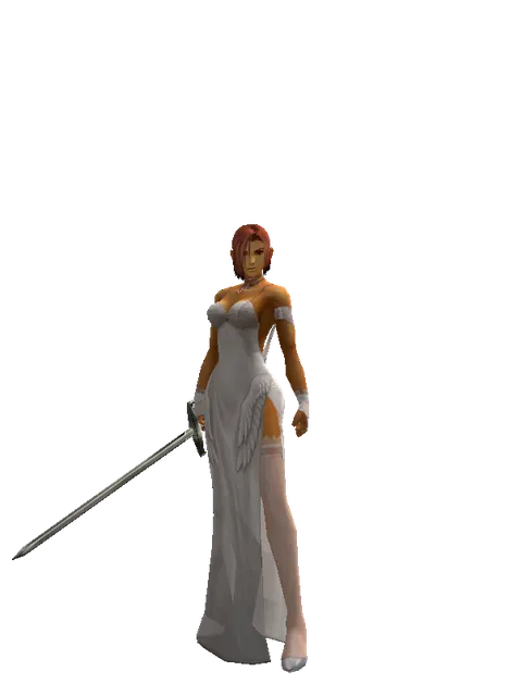 Bastard Sword on a female Human fighter, front view