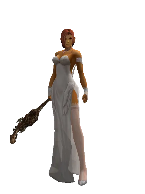 Chrono Cithara on a female Human fighter, front view