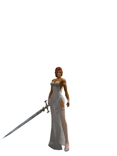Dark Legion's Edge on a female Human fighter, front view