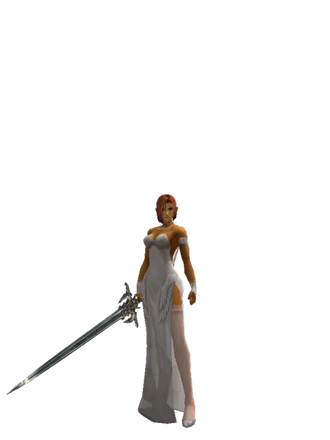 Dynasty Sword on a female Human fighter, front view