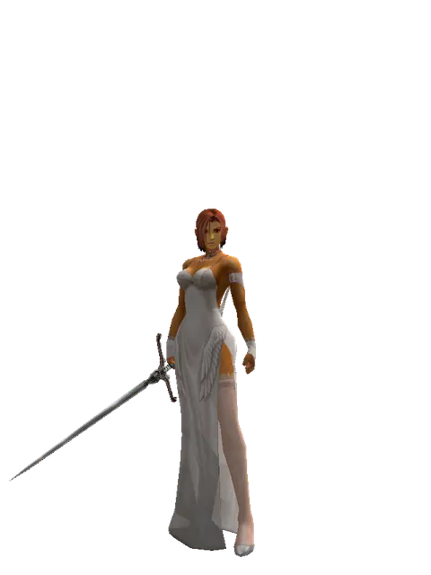 Elemental Sword on a female Human fighter, front view