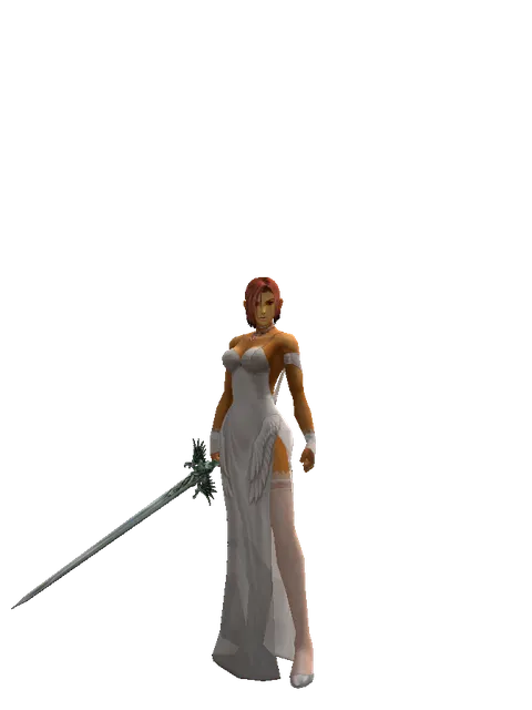 Elven Long Sword on a female Human fighter, front view