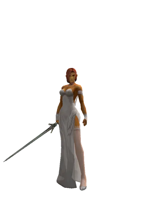 Elven Sword on a female Human fighter, front view