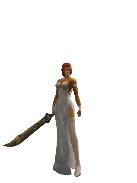 Falchion on a female Human fighter, front view