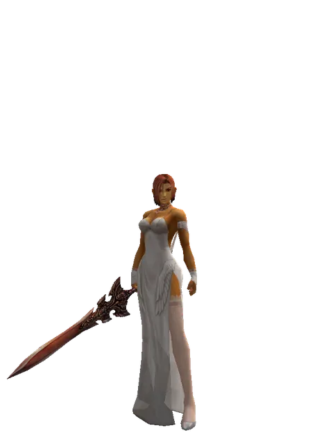 Homunkulus's Sword on a female Human fighter, front view