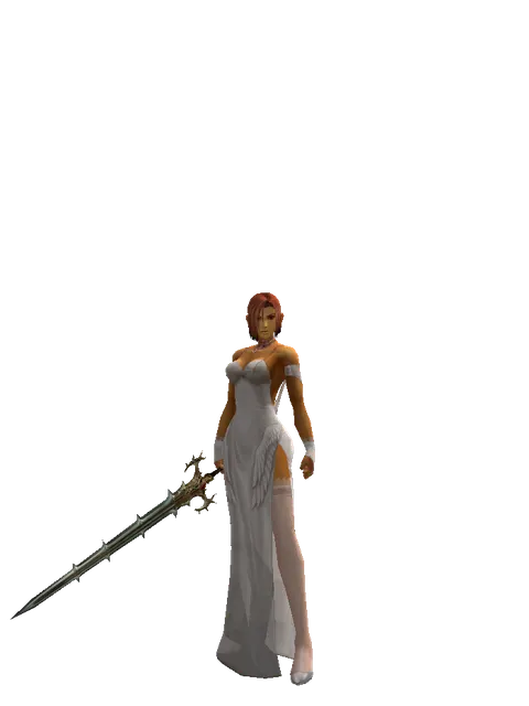 Icarus Sawsword on a female Human fighter, front view