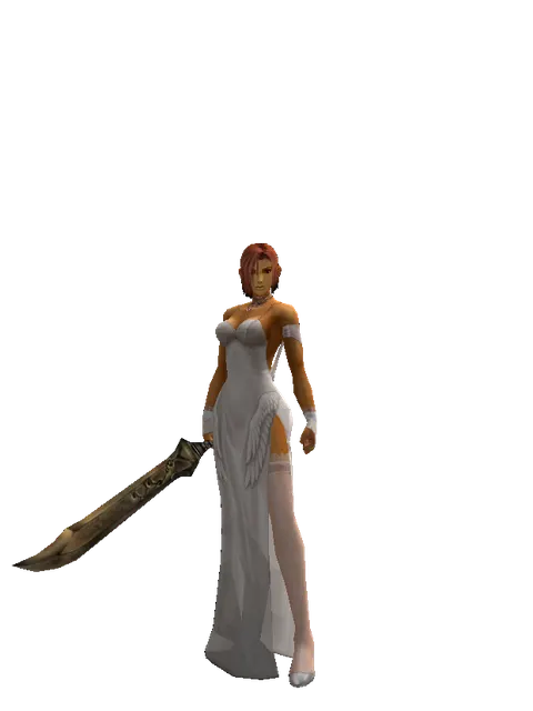 Improved Falchion on a female Human fighter, front view