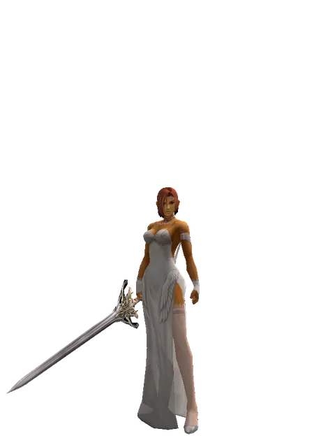 Infinity Blade on a female Human fighter, front view