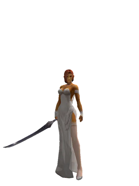Mysterious Sword on a female Human fighter, front view