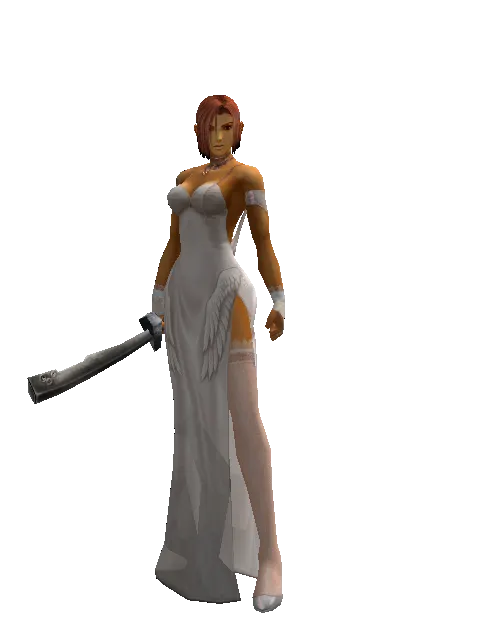 Orcish Sword on a female Human fighter, front view