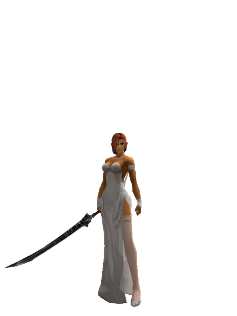 Samurai Longsword on a female Human fighter, front view