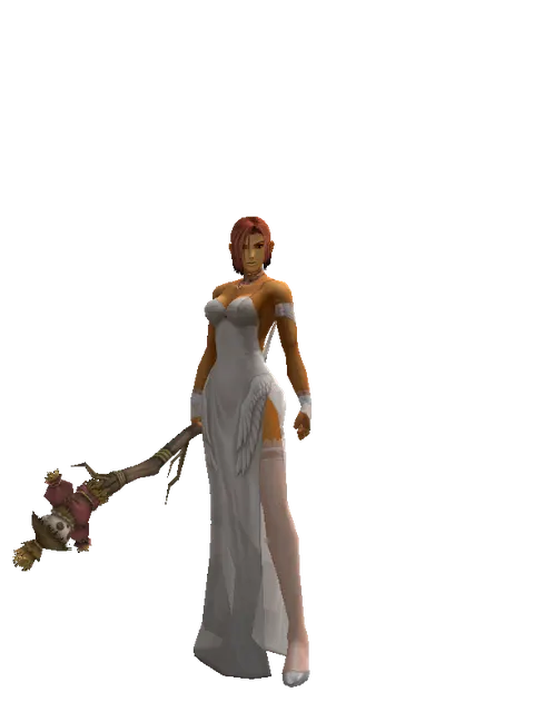 Scarecrow Transformation Stick on a female Human fighter, front view