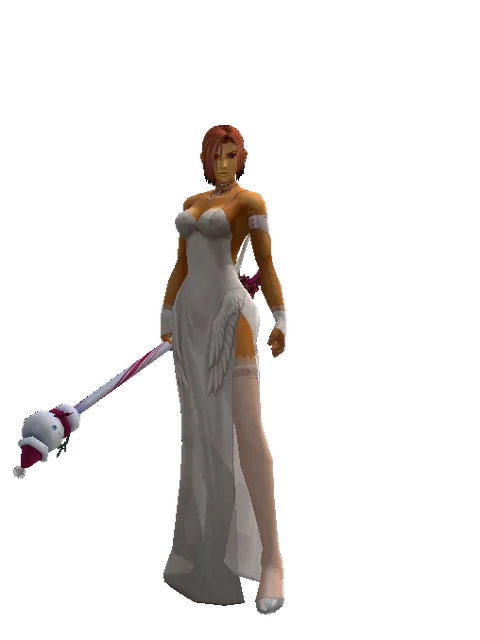Snowman Transformation Stick on a female Human fighter, front view