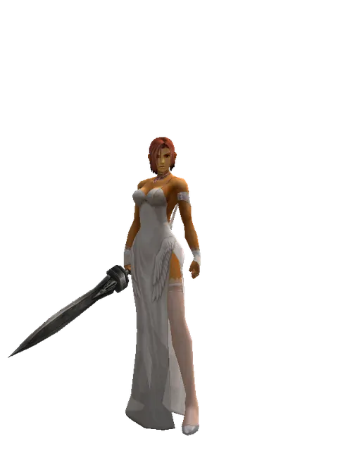 Sword of Binding on a female Human fighter, front view