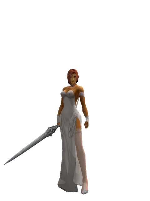 Sword of Magic Fog on a female Human fighter, front view
