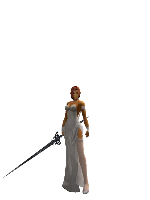 Sword of Miracles on a female Human fighter, front view