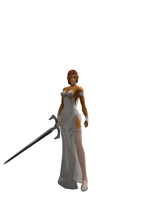 Sword of Revolution on a female Human fighter, front view