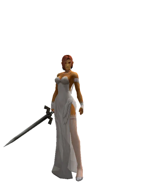 Sword of Sentinel on a female Human fighter, front view
