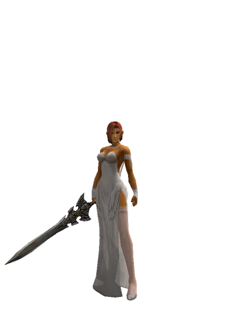 Sword of Whispering Death on a female Human fighter, front view