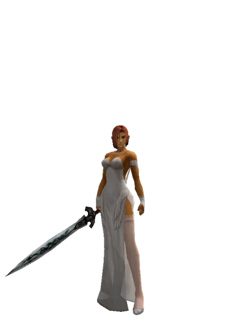 Tsurugi on a female Human fighter, front view