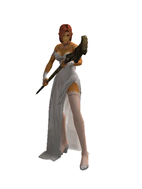 Apprentice Adventurer's Staff on a female Human fighter, front view