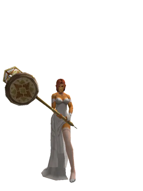 Chrono Darbuka on a female Human fighter, front view