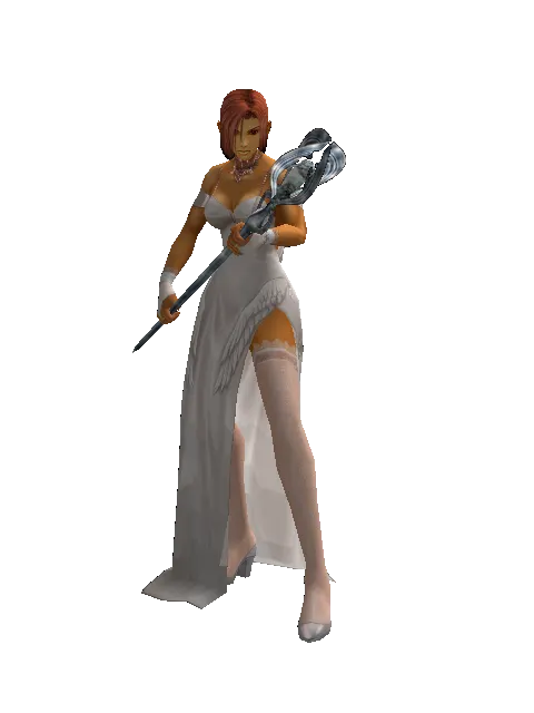 Crystal Staff on a female Human fighter, front view