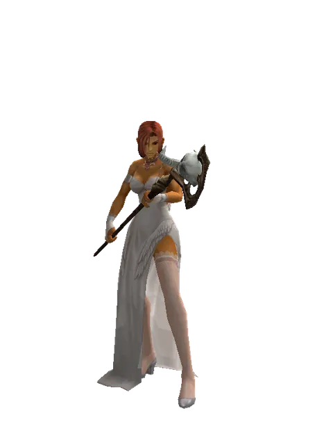 Cursed Staff on a female Human fighter, front view