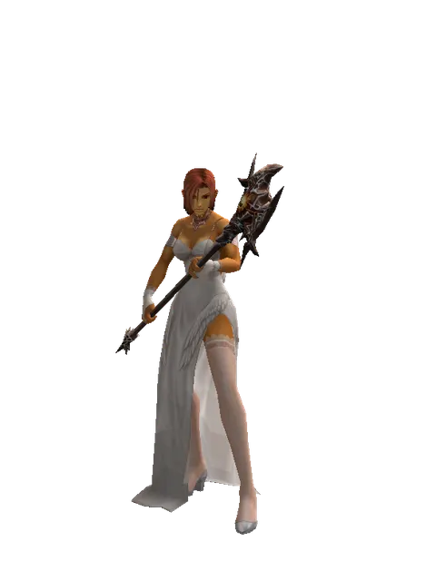 Daimon Crystal on a female Human fighter, front view