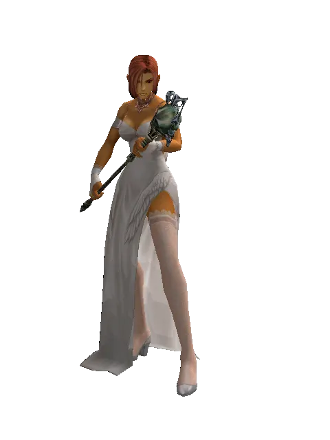 Deadman's Staff on a female Human fighter, front view