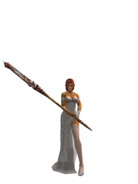Dragon Hunter Axe on a female Human fighter, front view