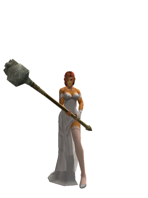 Dwarven Hammer on a female Human fighter, front view