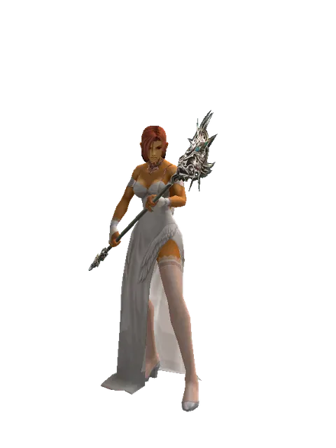 Dynasty Staff on a female Human fighter, front view
