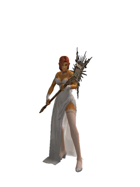 Imperial Staff on a female Human fighter, front view