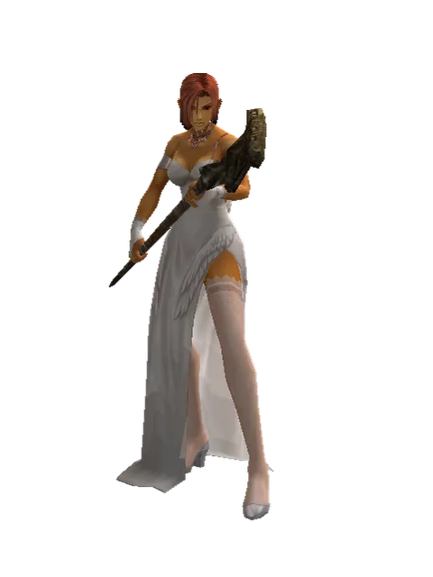 Improved Mage Staff on a female Human fighter, front view
